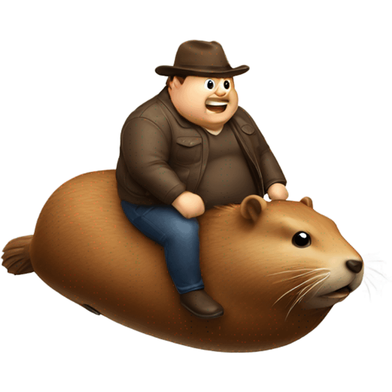 Fat man riding a beaver  emoji