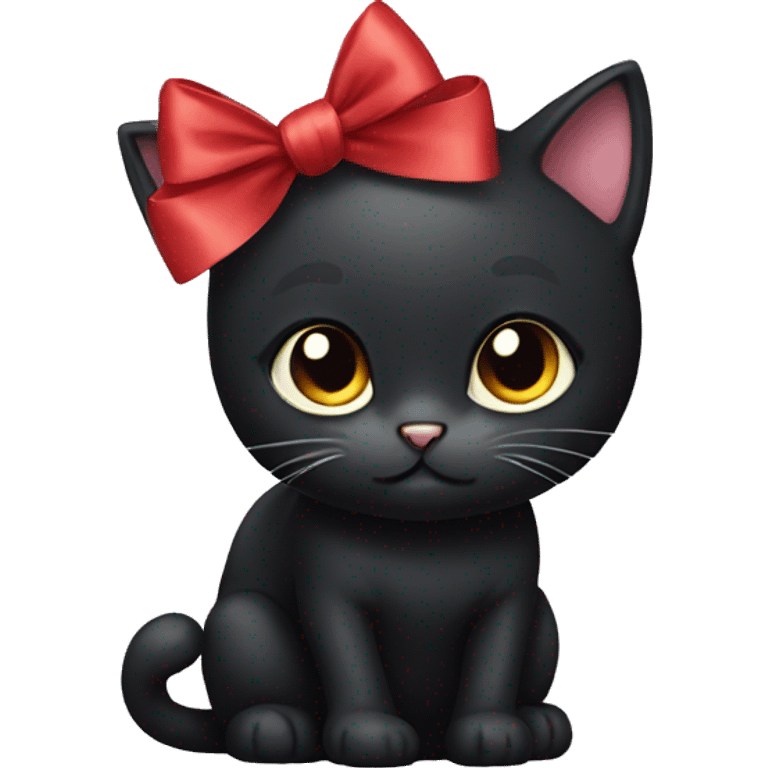 Black kitty face with a bow emoji