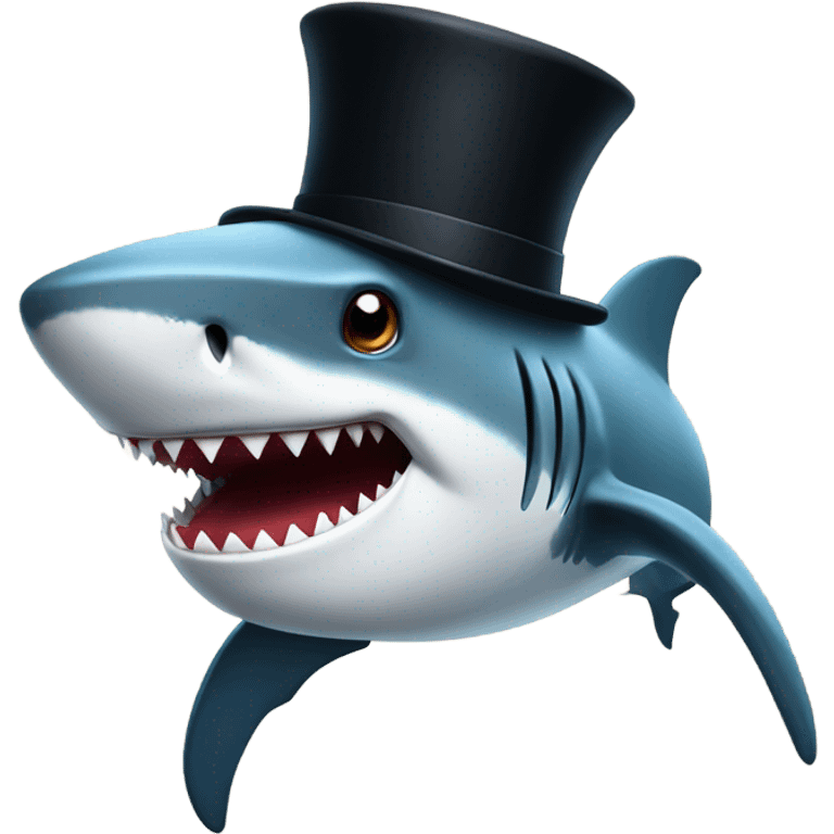 Shark with a top hat emoji