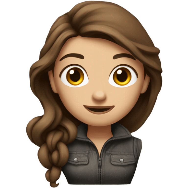 Beautiful tattooed woman long brown hair rock climbing emoji