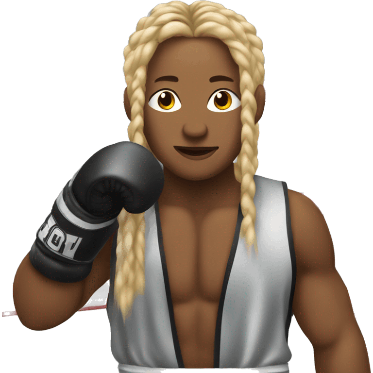 Person in a boxing ring with long braids emoji