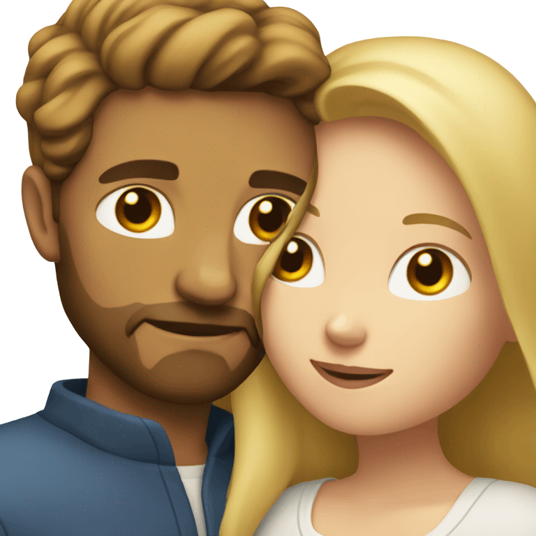 White man BROWN beard and BROWN hair hugging white woman with long blonde hair emoji