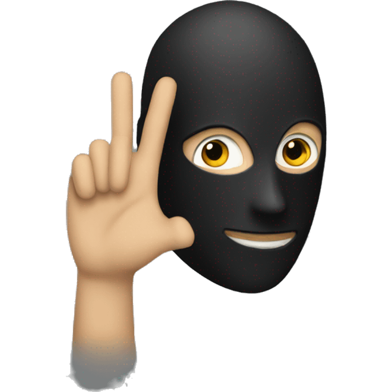 Make a emoji of a guy with a black mask Raising his hand emoji