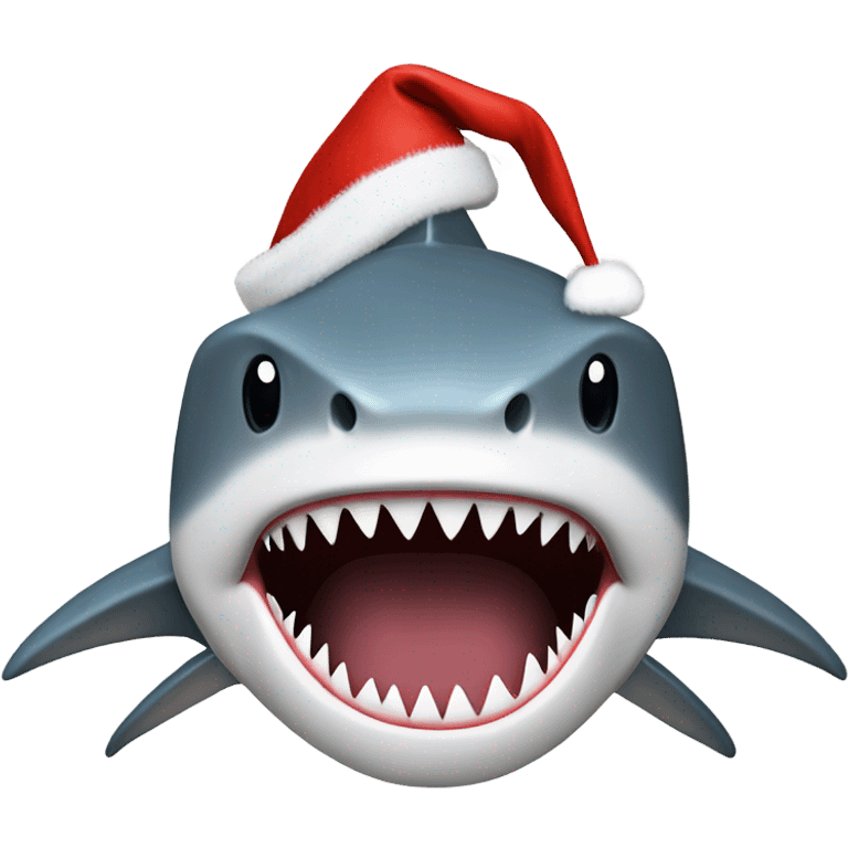 Shark wearing a Santa Claus hat ￼ emoji