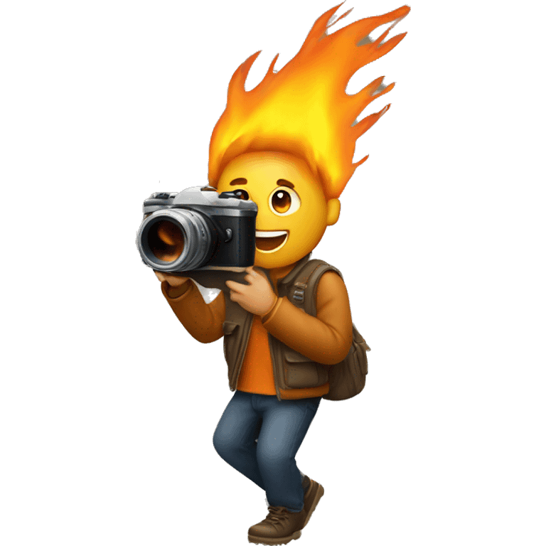 guy with camera jump bonfire emoji