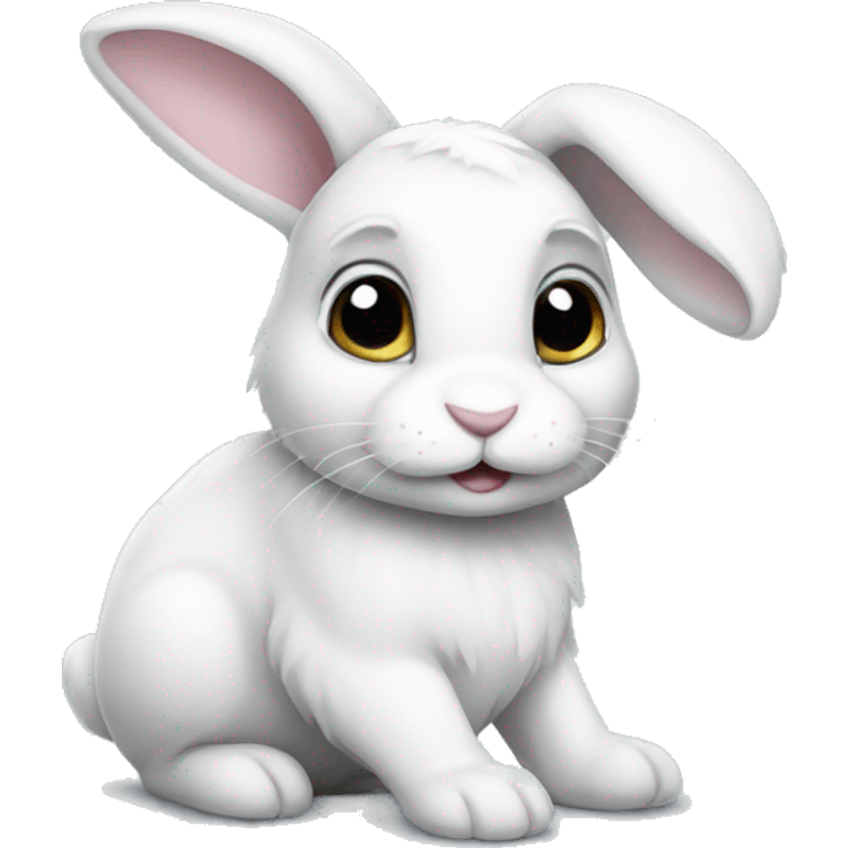 white bunny with grey markings emoji