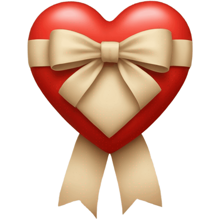 red heart with beige bow emoji