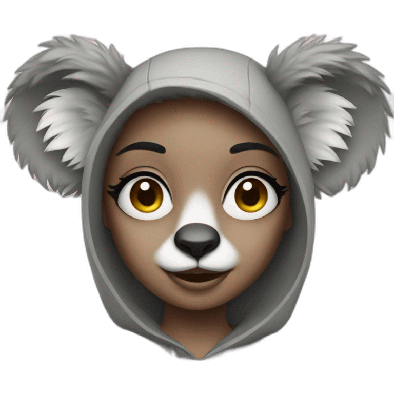 Girl disguised as a koala emoji