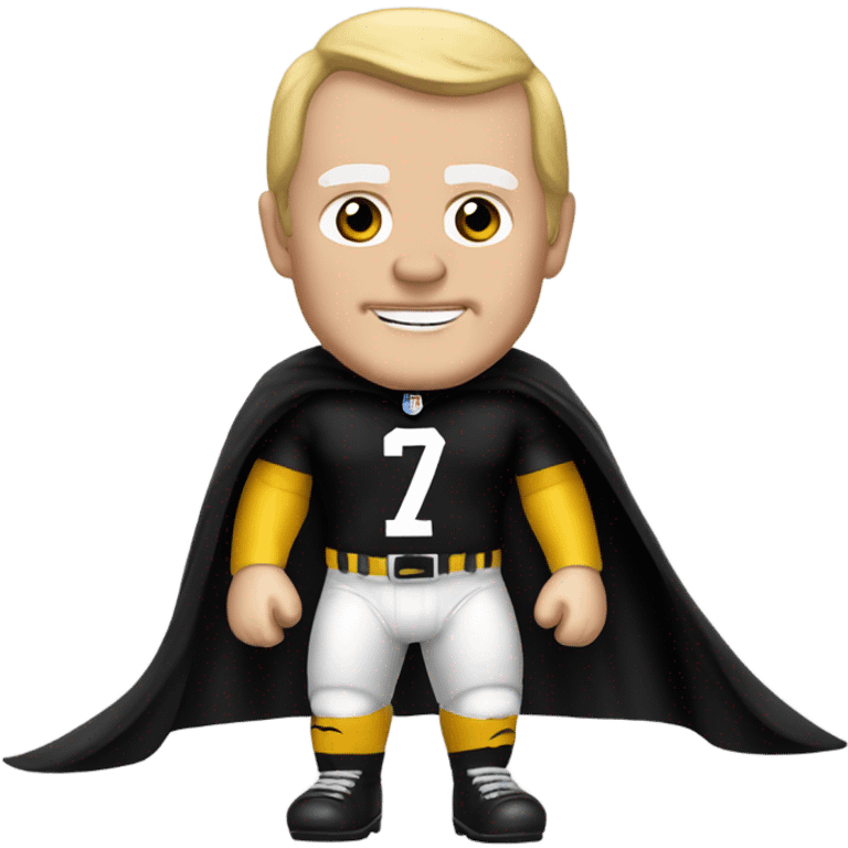 Terry Bradshaw Pittsburgh Steelers player in helmet and uniform with black cape. emoji