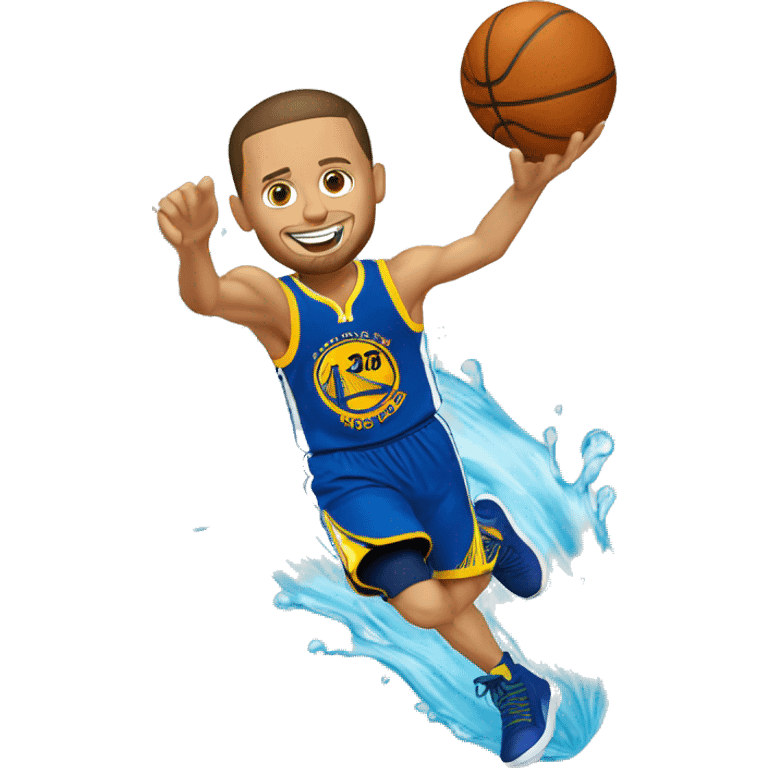 Stephen Curry shooting basketball of water emoji