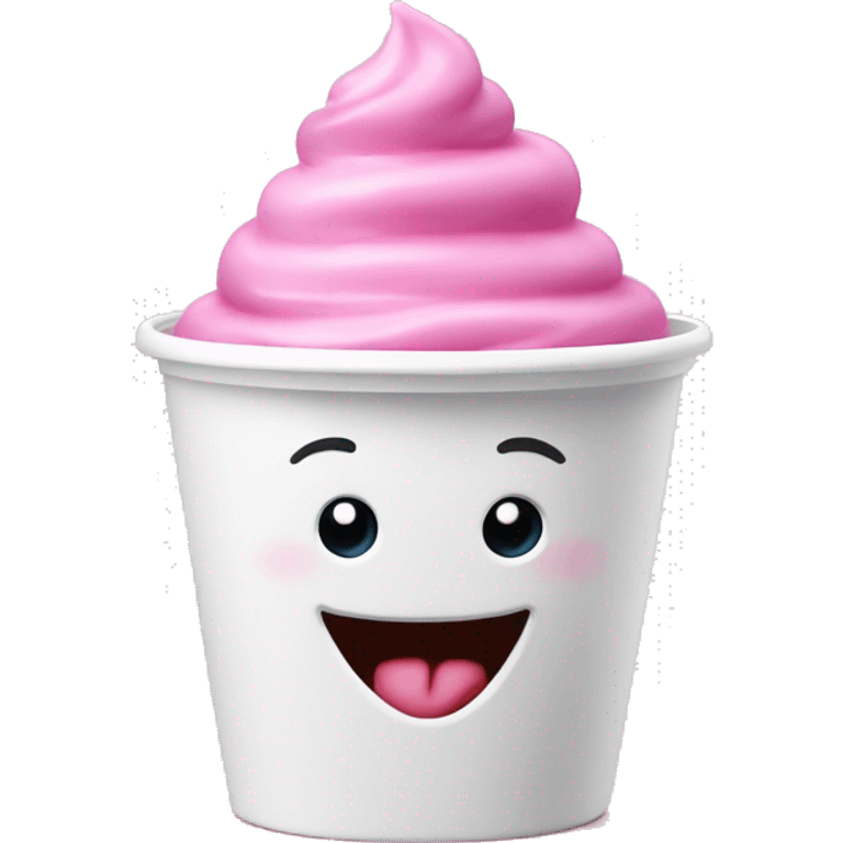 Pink frozen yogurt in a wide white cup  emoji