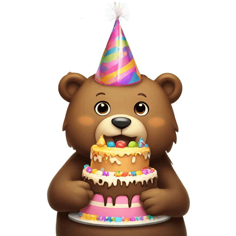 Bear celebrating her birthday emoji