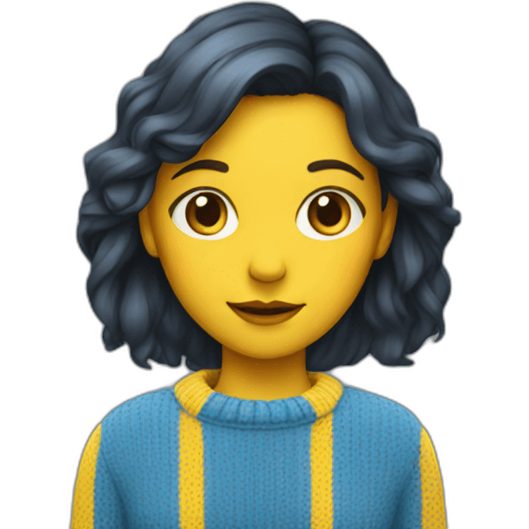 Girl in blue and yellow sweater emoji