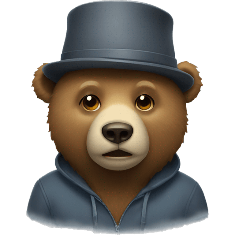 Bear with fog hat emoji