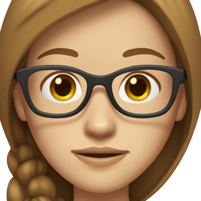 woman with glasses and freckles, with brown hair, bu pale skin emoji