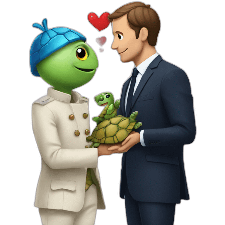 Macron qui fait l'amour avec une tortue emoji