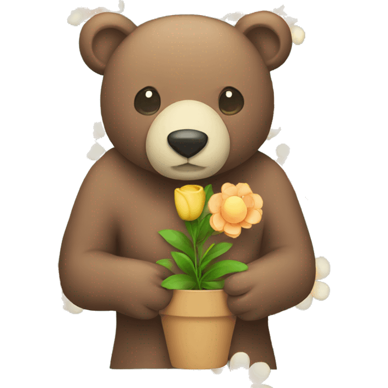 cute bear with flower emoji