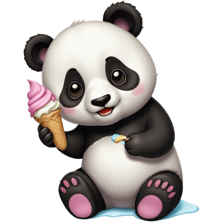 Panda eating ice cream emoji