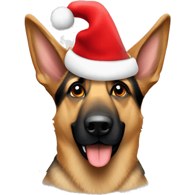 German shepherd wearing Santa hat  emoji