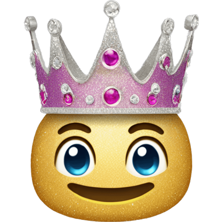 glittery crown with happy smile and happy eyes emoji