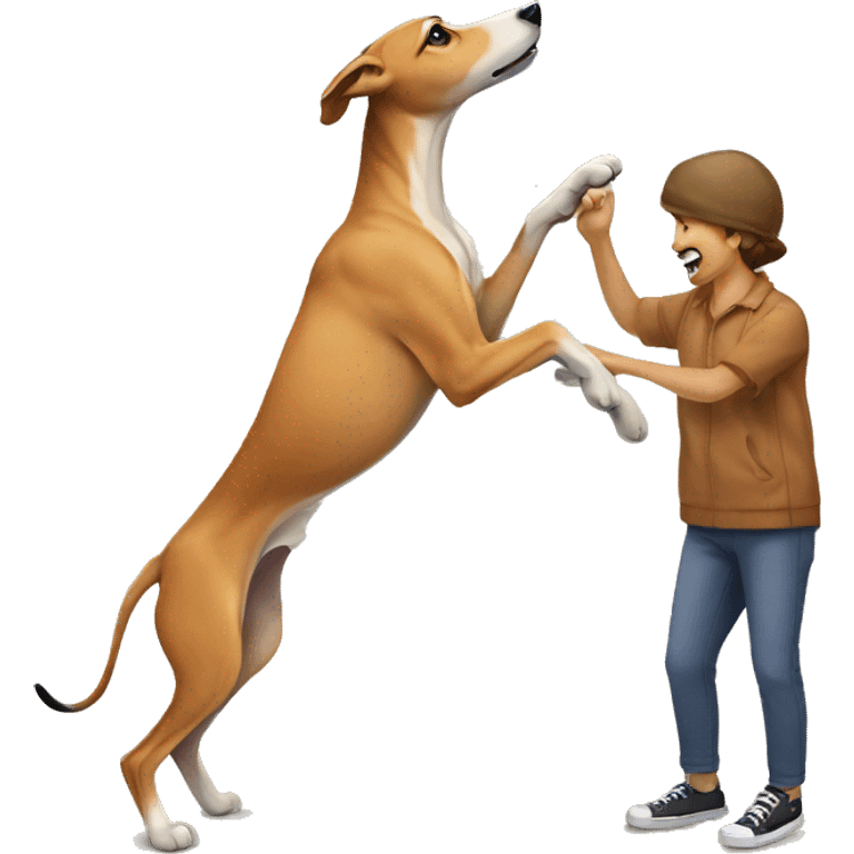 Fawn tiger greyhound playing with people emoji