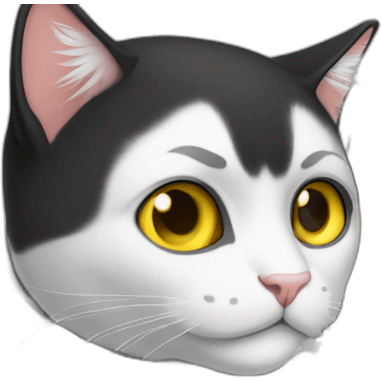 Gato pianista amarillo blanco y negro emoji