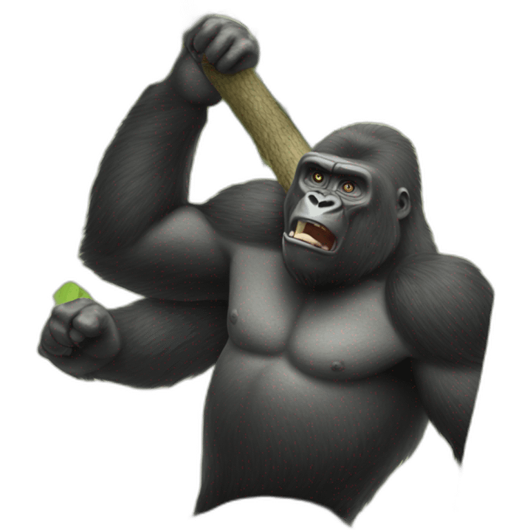 A gorilla slamming a tree emoji