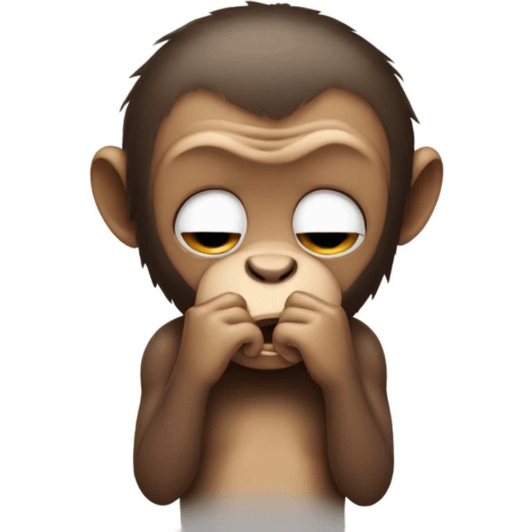 A crying monkey with two hands on his face emoji