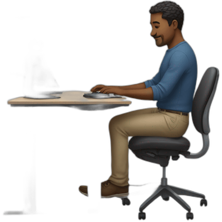 Man working on a computer at a standing desk emoji