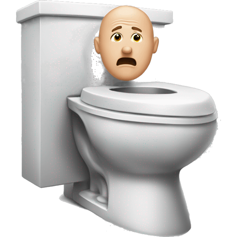 Man coming out of toilet who’s bald  emoji