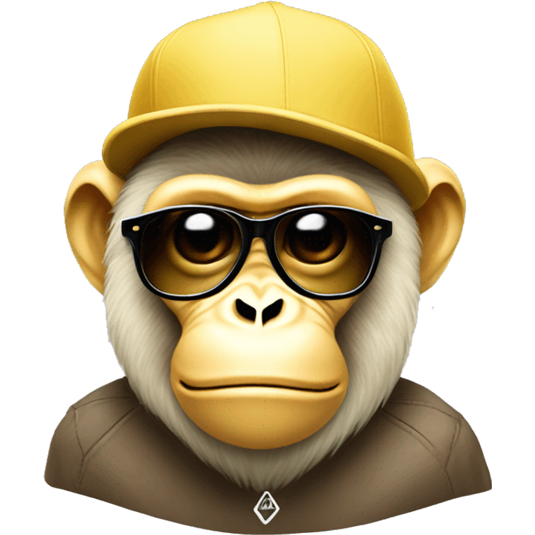 light yellow gorilla tag monkey with beanie  hat and triangle sunglasses emoji