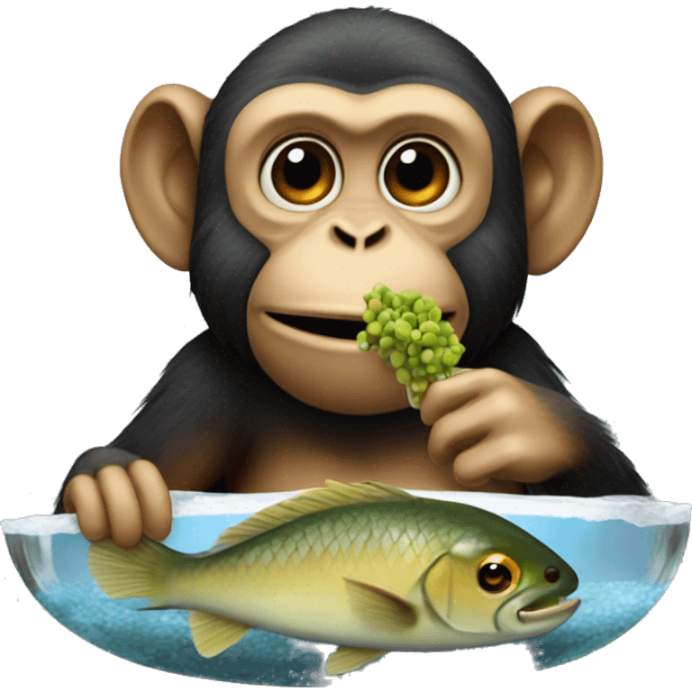 POBISCUS monkey eating fish emoji