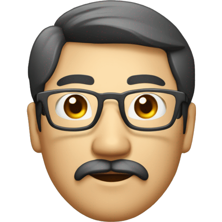 homme asiatique yeux en amande avec une moustache et un bouc et des lunette transparante  emoji