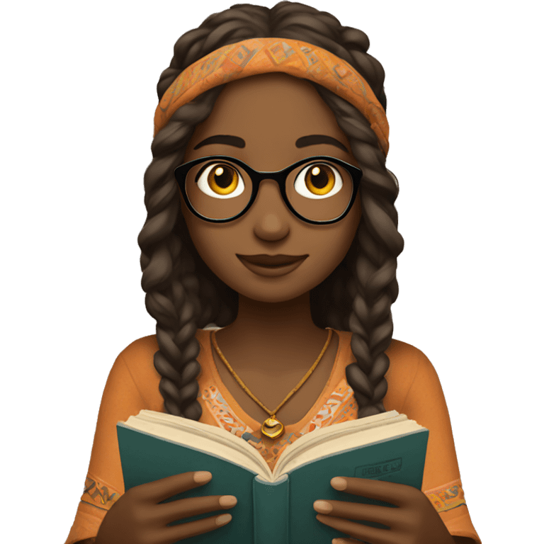 Boho girl reading  emoji