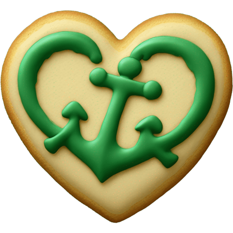 cookie heart with dark green anchor emoji