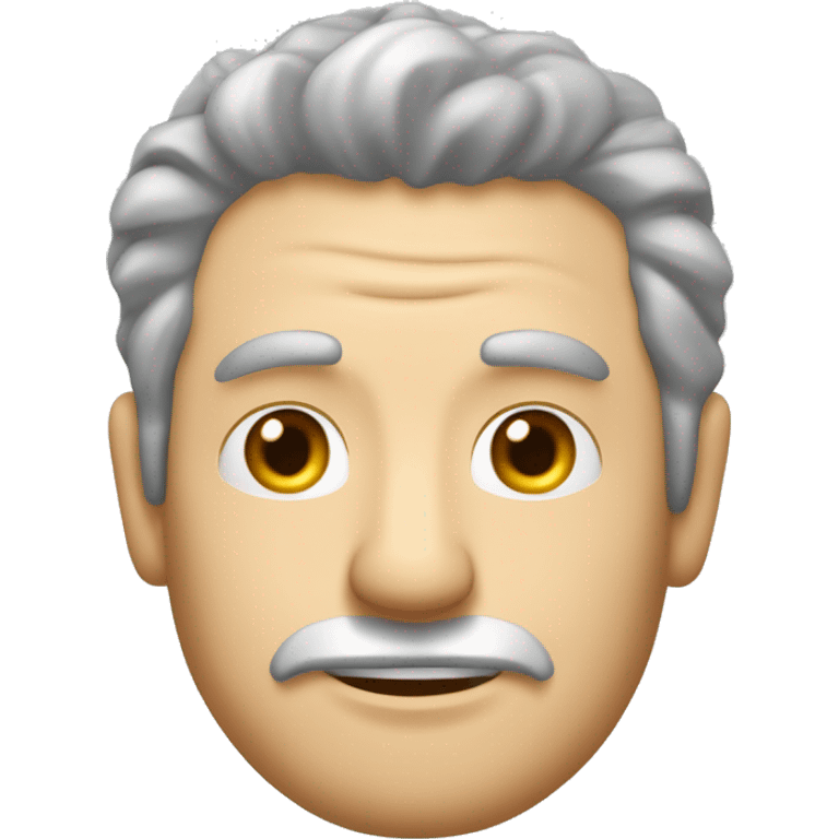 La imagen muestra a un hombre de edad avanzada, un personaje animado con un aspecto simpático y entrañable. Imagínalo mirando hacia adelante, en lugar de en perfil. Tiene el cabello completamente blanco, peinado hacia atrás,  emoji