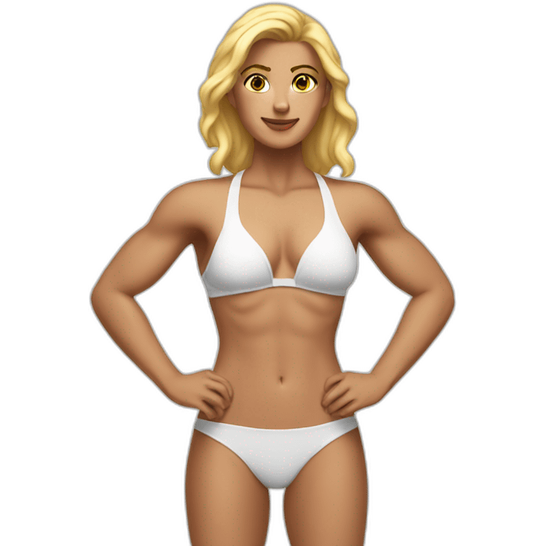 Muscular white woman bikini emoji