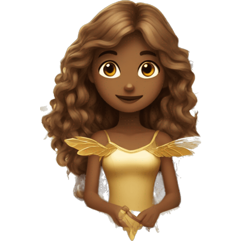 big wings, Beautiful, fairy, gold, brown, long hair emoji