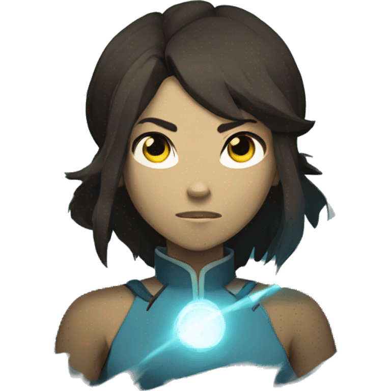 Avatar korra in the avatar state with glowing white eyes  emoji