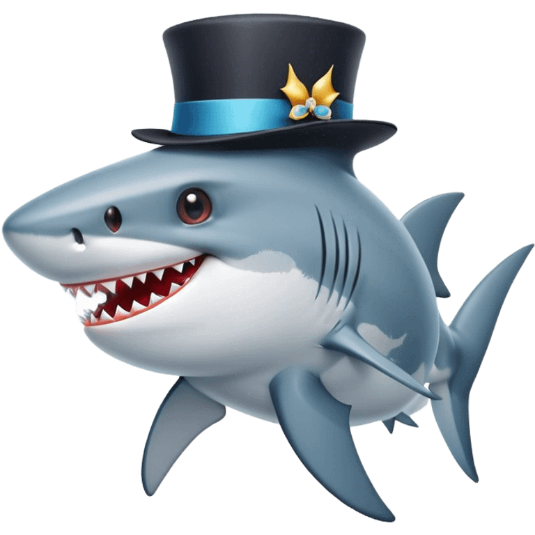 Shark with a top hat emoji