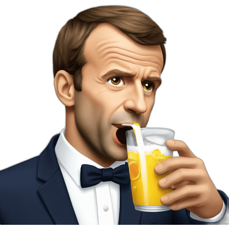 Emmanuel macron drinking redbull emoji