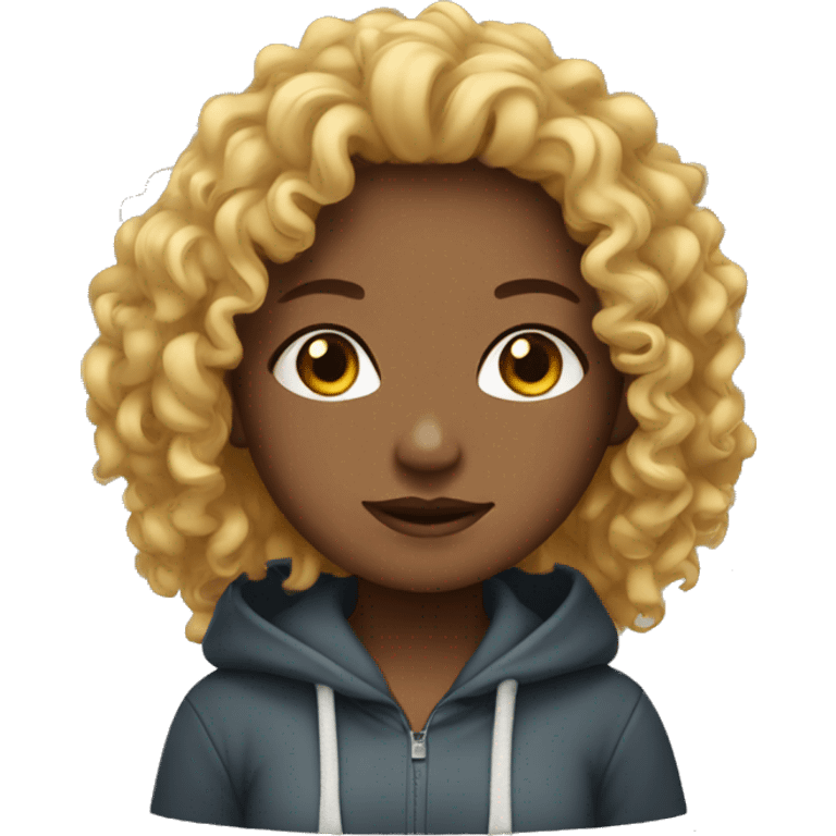 Curly girl with hoodie  emoji