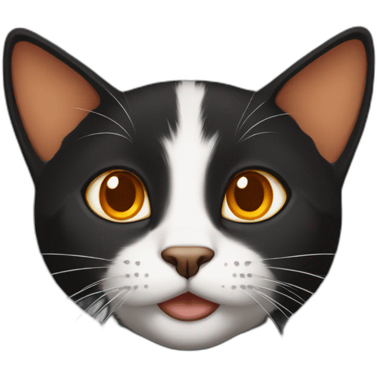 Black female cat, with a Little bit orange and White colour  emoji