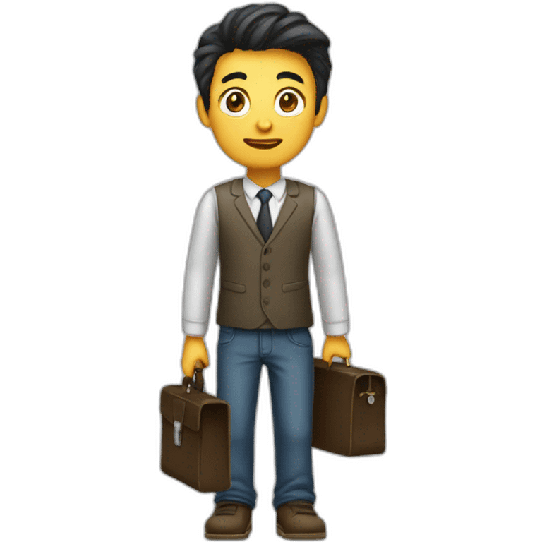 Create an adolescent with a briefcase escaping emoji