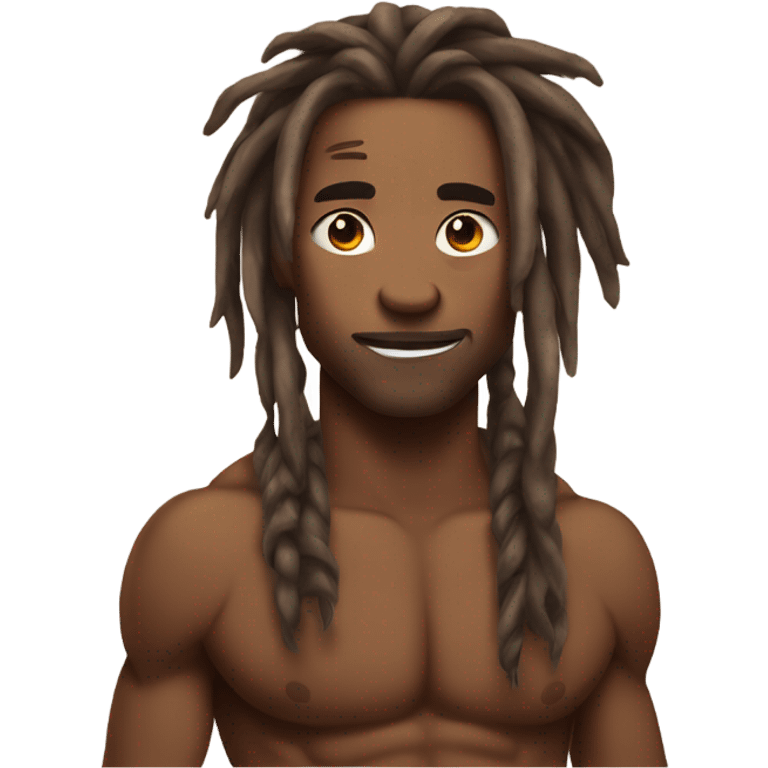 Flexing brown with tattoos and long dreadlocks  emoji