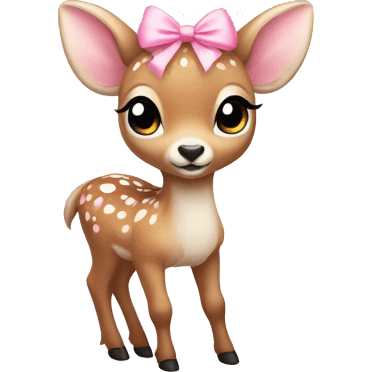 baby deer with fairy wings and a pink bow around its neck  emoji