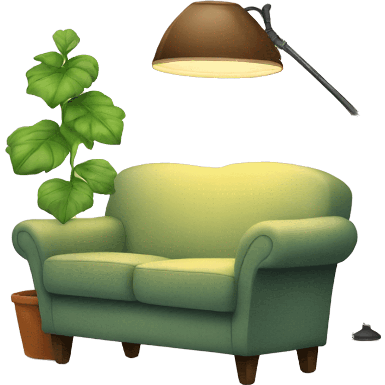 couch with a plant and a lamp emoji