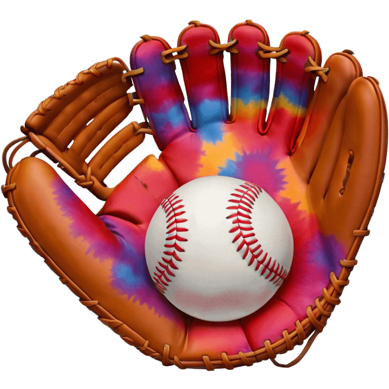 polka dot Baseball in a tie dye glove  emoji