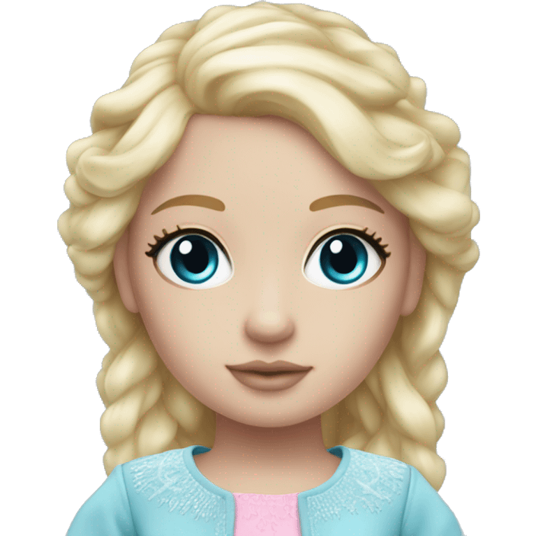 ocean blue doll eyes, blonde hair, feminine, pink, girl, angelic emoji