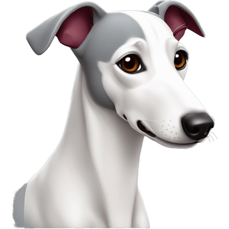 grey white whippet with burgundy details emoji